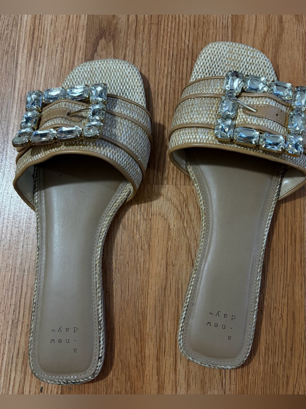 Beige Kathleen Rhinestone Sandals/Mules size 9
